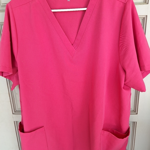 Mandala Pink V-Neck Scrub Top Sz2XL Pockets Pretty - Picture 5 of 6